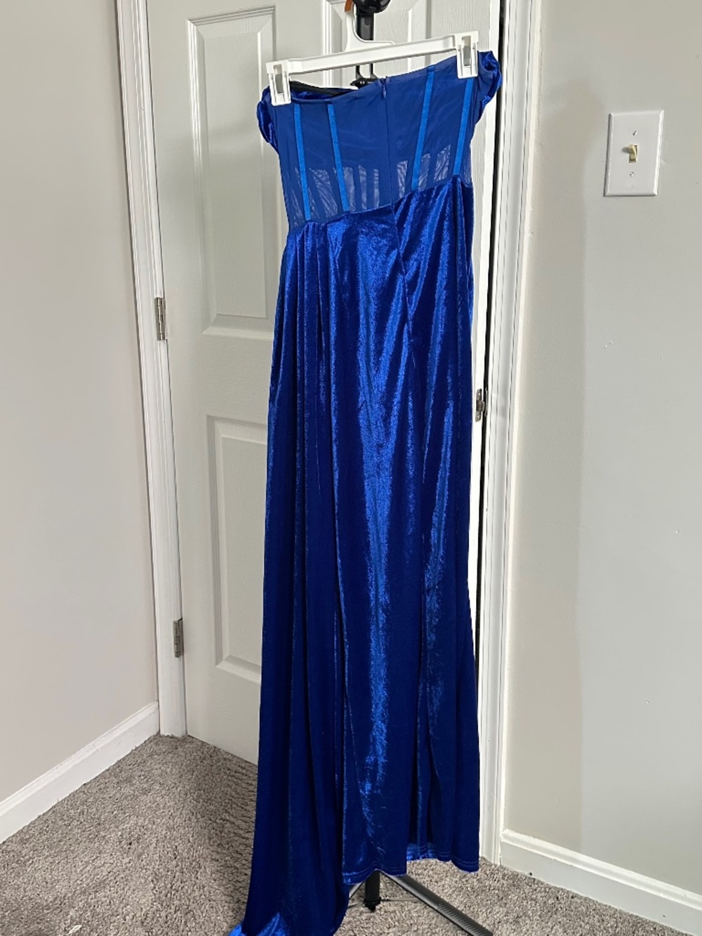 Chic Me Royal Blue Velvet Corset Gown - Formal/Prom, Size L